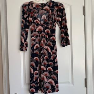 BCBGMaxAzria Tie Back 3/4 Sleeve Dress Floral